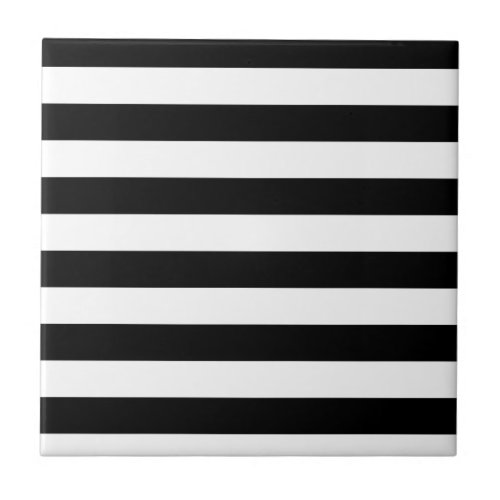 CLASSIC BLACK AND WHITE STRIPES CERAMIC TILE