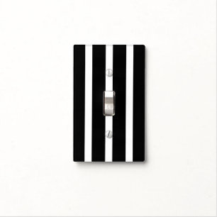 Classic Black and White Stripes Light Switch Cover