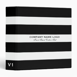 Classic Black And White Stripes Pattern 3 Ring Binder