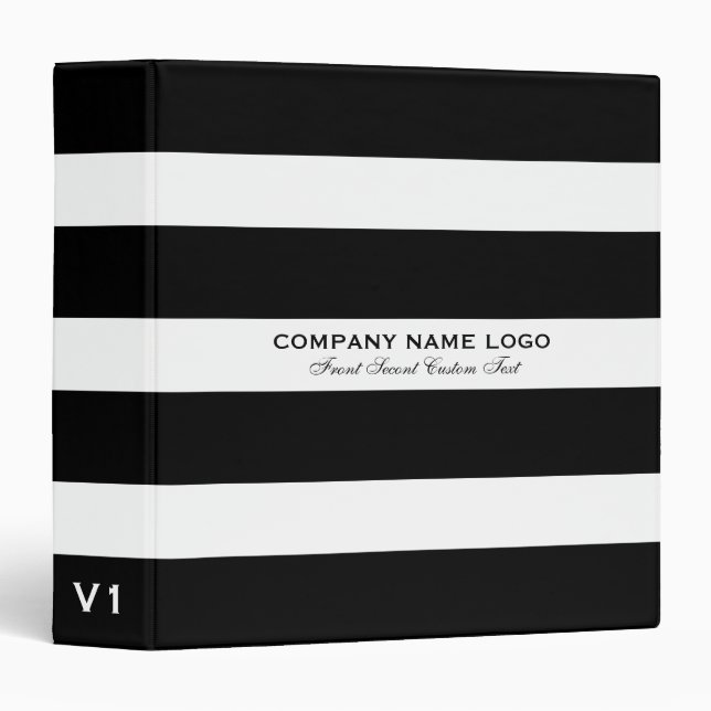 Classic Black And White Stripes Pattern 3 Ring Binder (Front/Spine)