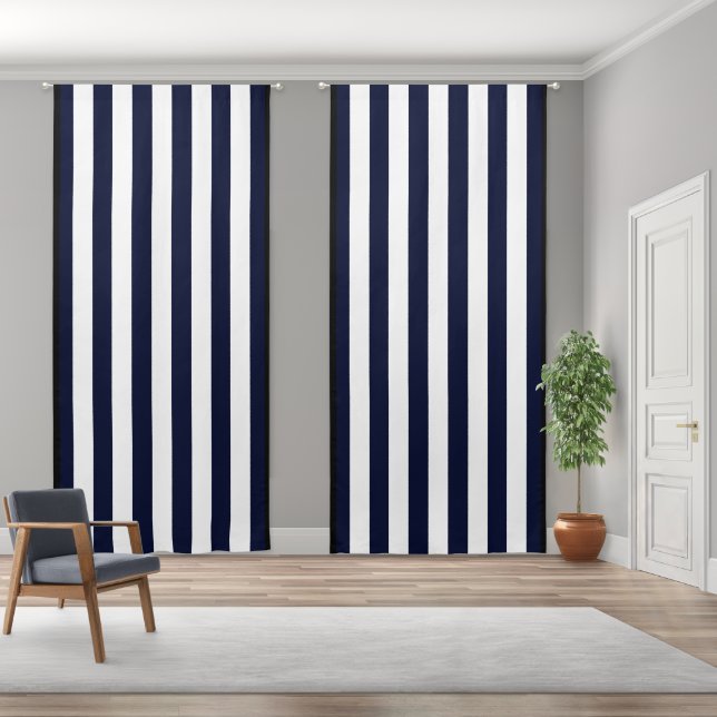 Classic black and white stripes pattern blackout curtains (Wide)