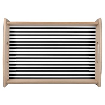 Classic Black And White Stripes Serving Tray by PastelCrown at Zazzle