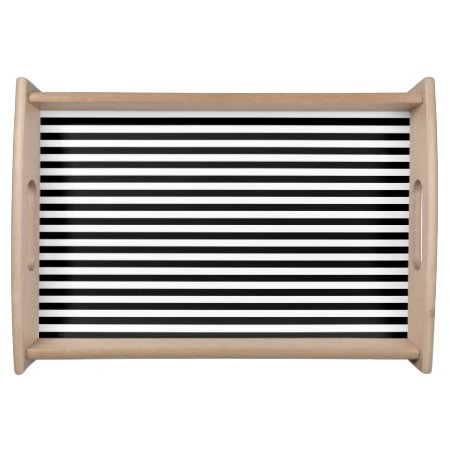 Classic Black And White Stripes Serving Tray