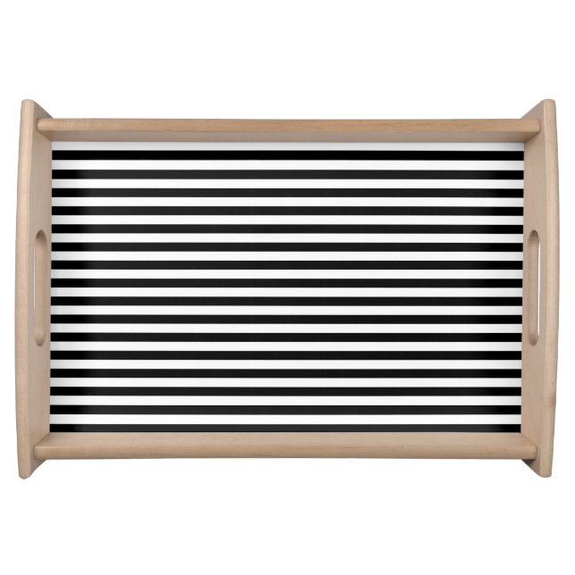 Classic Black and White Stripes Serving Tray (Front)