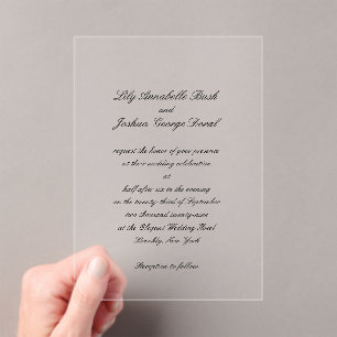 Classic Black and White Timeless Wedding Acrylic Invitations