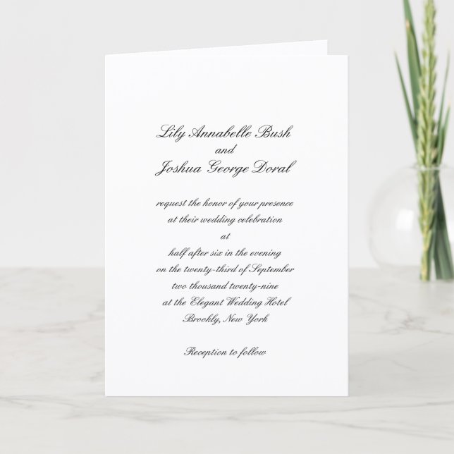Classic Black and White Timeless Wedding Invitation (Front)