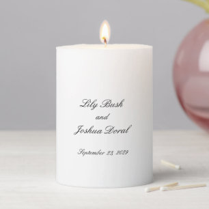 Classic Black and White Timeless Wedding Pillar Candle