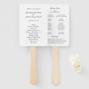 Classic Black and White Timeless Wedding Program Hand Fan