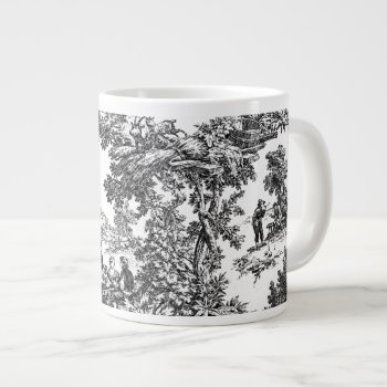 Classic Black And White Toile Large Coffee Mug by Zhannzabar at Zazzle