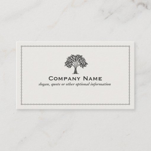 Classic Black and White Tree Logo Business Card | Zazzle