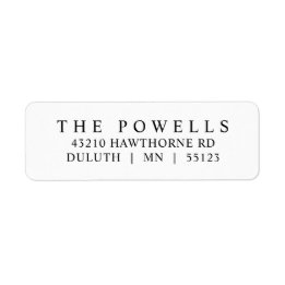 Classic Black and White Typography Return Address Label