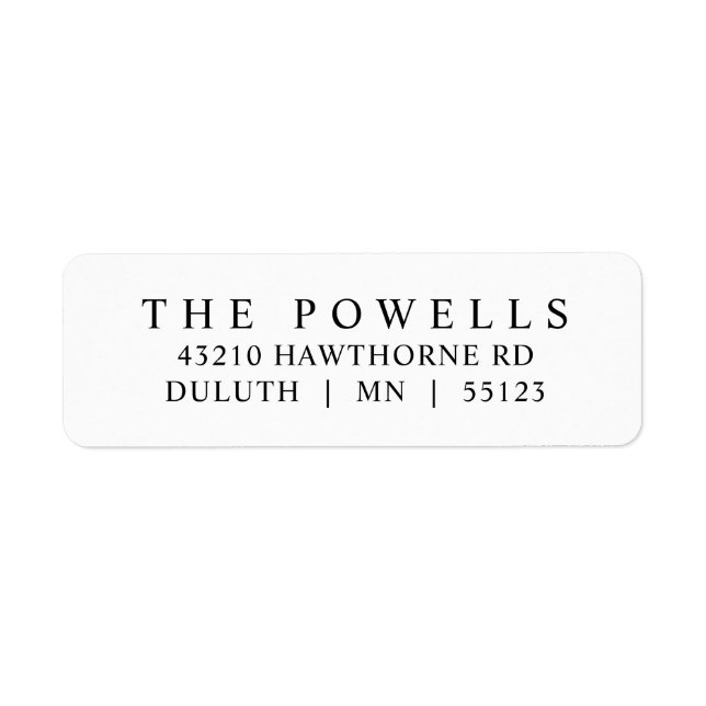 Classic Black and White Typography Return Address  Label (Front)
