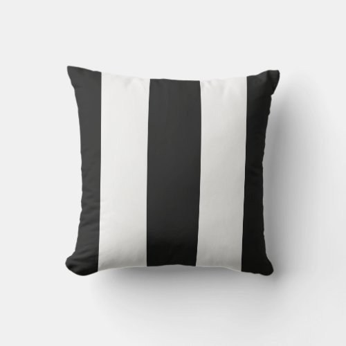 Classic Black and White Vertical Cabana Stripes Outdoor Pillow