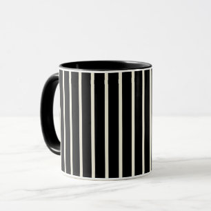Classic Black and White Vertical Stripes Pattern Mug