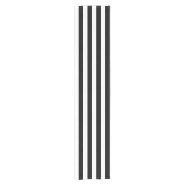 Classic Black and White Vertical Stripes Short Table Runner | Zazzle