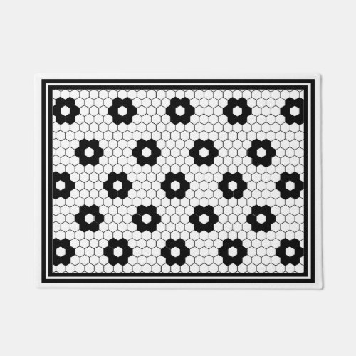 Classic Black and White Vintage Tile Design Small Doormat