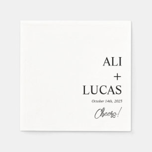 CLASSIC BLACK AND WHITE WEDDING COCKTAIL NAPKIN