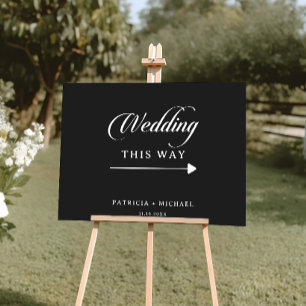 Classic Black and White Wedding Direction Sign