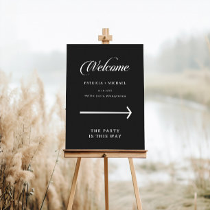 Classic Black and White Wedding Direction Sign