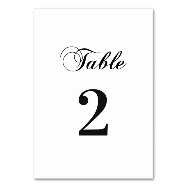 Classic black and white wedding. Elegant simple Table Number | Zazzle