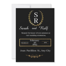 classic black and white wedding invitation