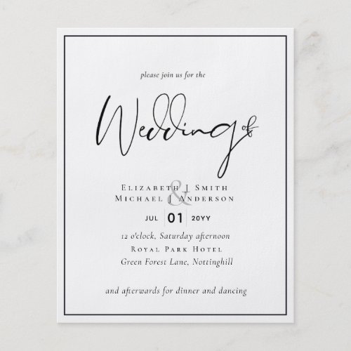 Classic Black and White Wedding Invitations BUDGET Flyer