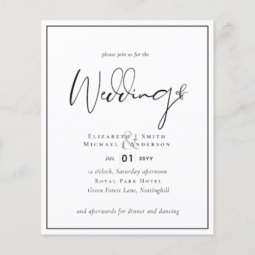 Classic Black and White Wedding Invitations BUDGET Flyer