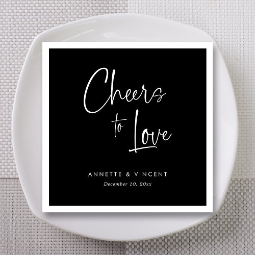 Classic Black and White Wedding Napkins with Names