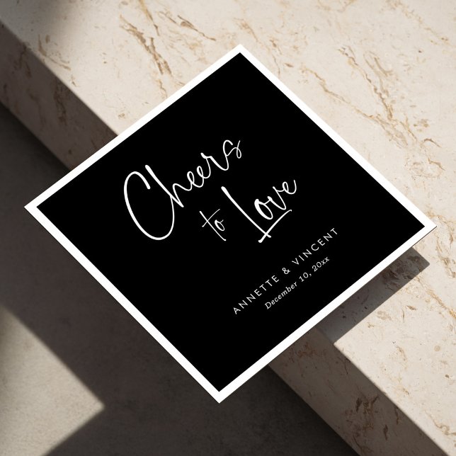 Classic Black and White Wedding Napkins with Names (Classic Black and White Wedding Napkins with Names)