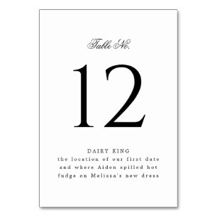 Classic Black and White Wedding or Event Table Number