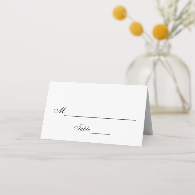 Classic Black and White Wedding Place Card (Front)