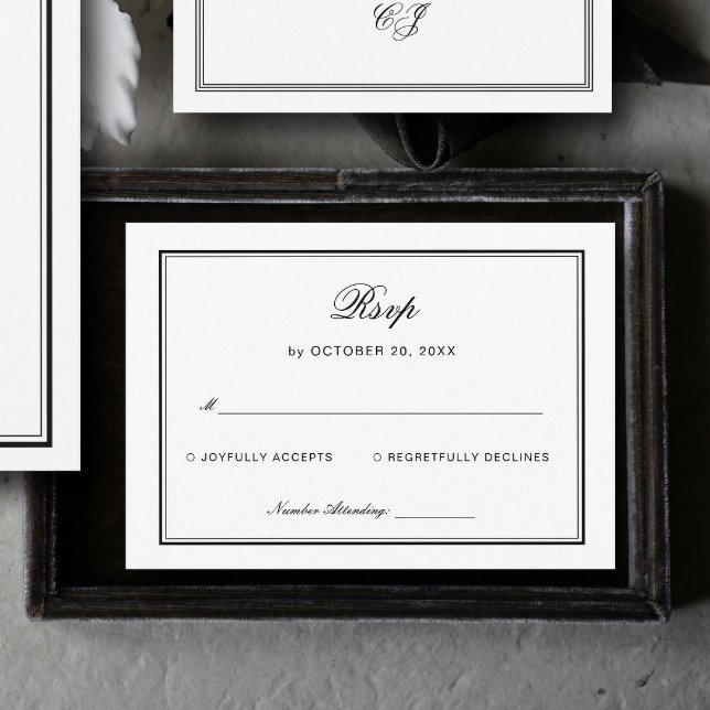 Classic Black and White Wedding Response Enclosure Card (Creator Uploaded)