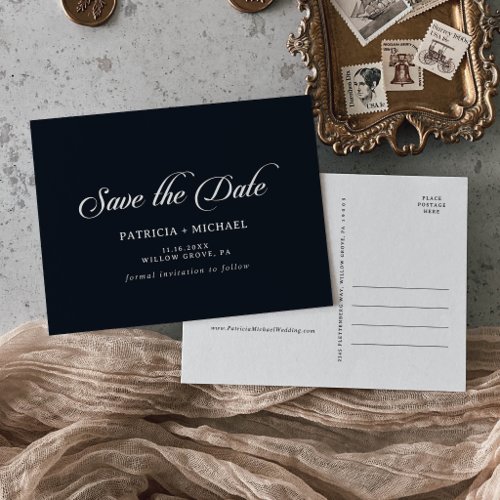 Classic Black and White Wedding Save the Date Invitation Postcard