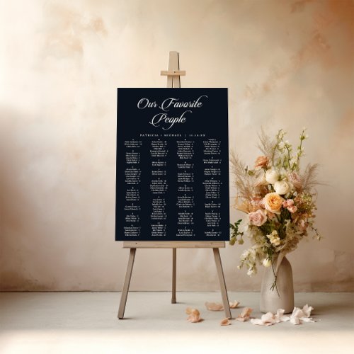 Classic Black and White Wedding Seating Chart Foam Board