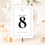 Classic Black and White Wedding Table Number<br><div class="desc">A simple yet versatile,  classic wedding table number card with couples initial monogram.</div>