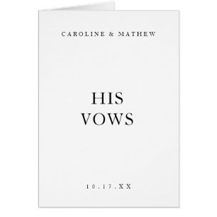 Classic Black and White Wedding Vow Card Book His
