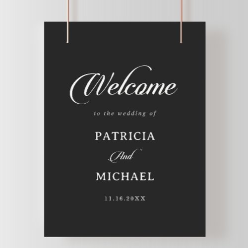 Classic Black and White Wedding Welcome Sign