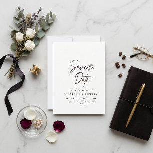 classic black and white whimsical save the date