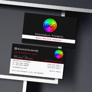 Classic Black and White with Logo Professional Business Card