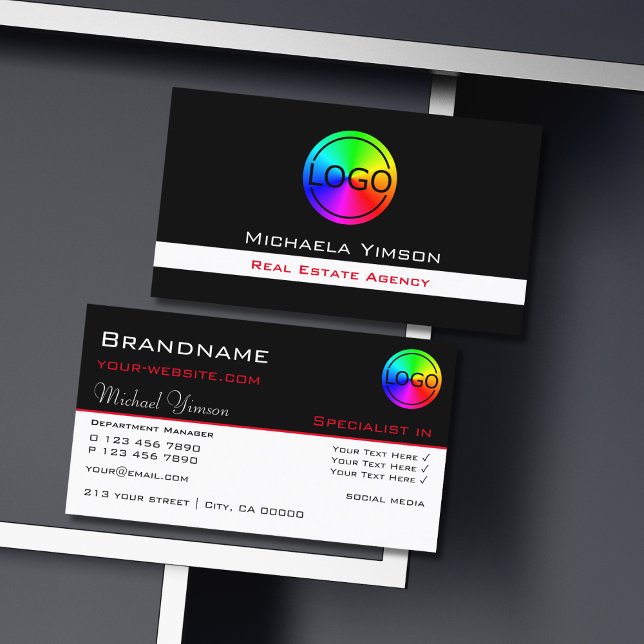 Classic Black and White with Logo Professional Business Card (Creator Uploaded)