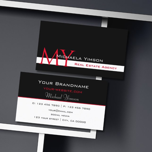 Classic Black and White with Monogram Professional Business Card (Creator Uploaded)