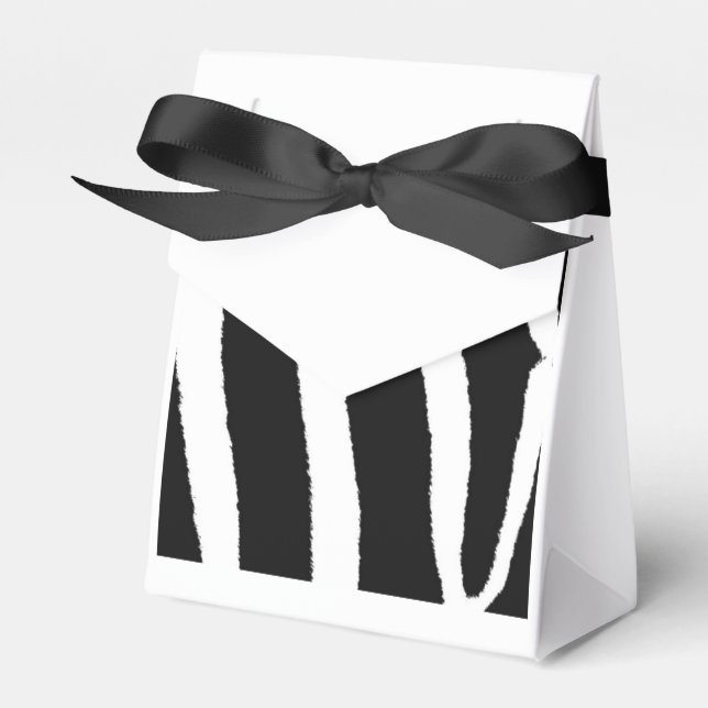 Classic Black and White Zebra Pattern Favor Boxes (Front Side)