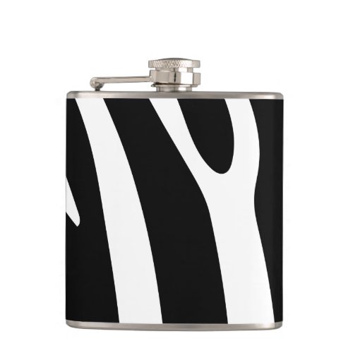 Classic Black and White Zebra Stripes Print Flask