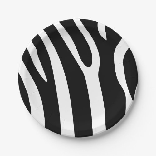 Classic Black and White Zebra Stripes Print Paper Plates