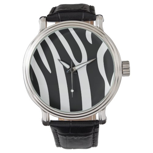 Classic Black and White Zebra Stripes Print Watch