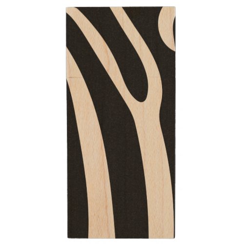 Classic Black and White Zebra Stripes Print Wood Flash Drive