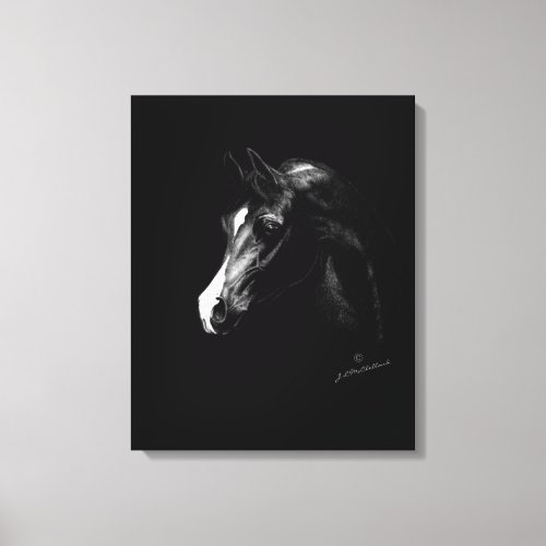 Classic black Arabian horse art Smaller option Canvas Print