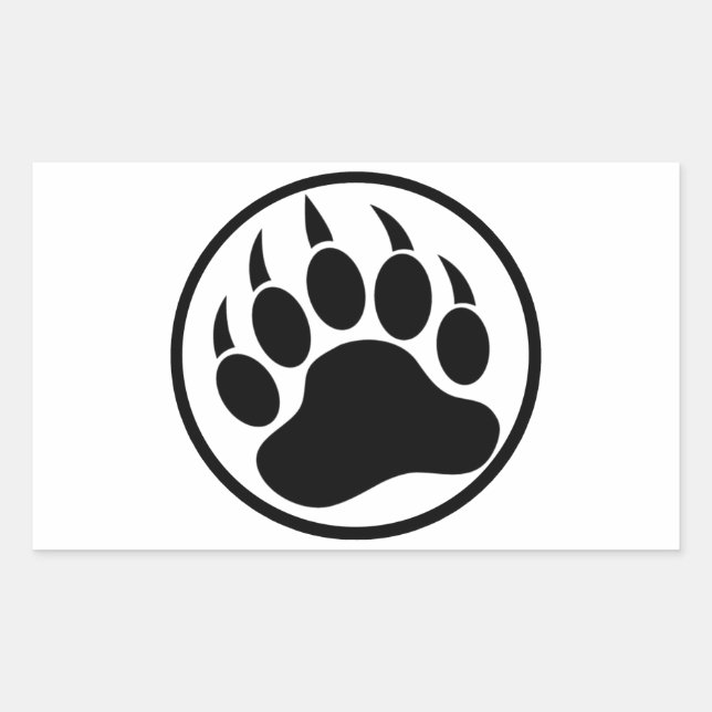 Classic Black bear claw inside a black ring Rectangular Sticker (Front)