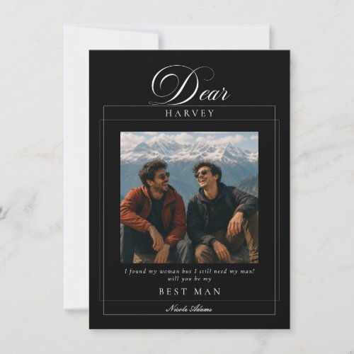 Classic Black Best Man Wedding Proposal Photo Card