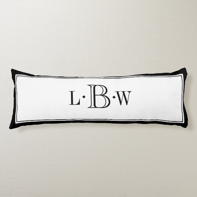 Classic Black Border Monogrammed Body Pillow (Front)